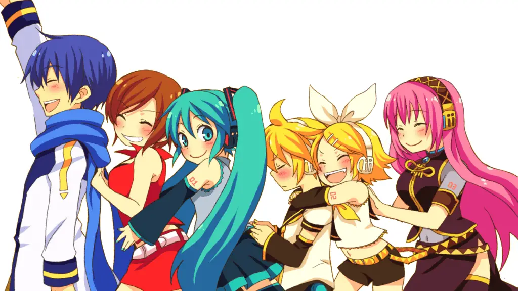 Crypton Future Media's Vocaloid2 family (Kaito, Meiko, Miku, Len, Rin, Luka)