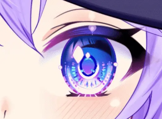 Blue VTuber eyes with a hint of purple
