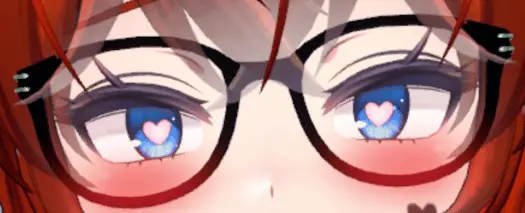 Blue fox VTuber eyes examples with glasses