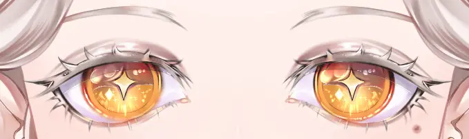 Detailed high texture hazel VTuber eyes with star pupil