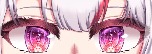 Detailed purple and red VTuber eyes with high texture