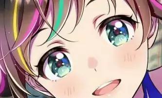 Multi-colored VTuber eyes with blue as the prime color