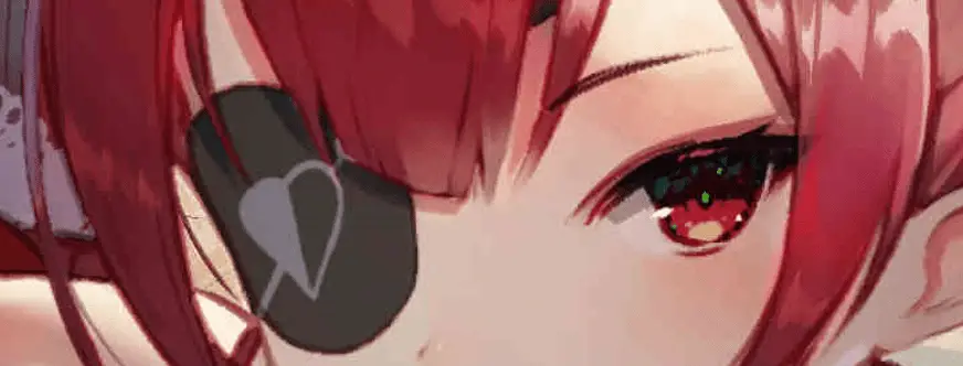 Red VTuber eyes with a hint of green